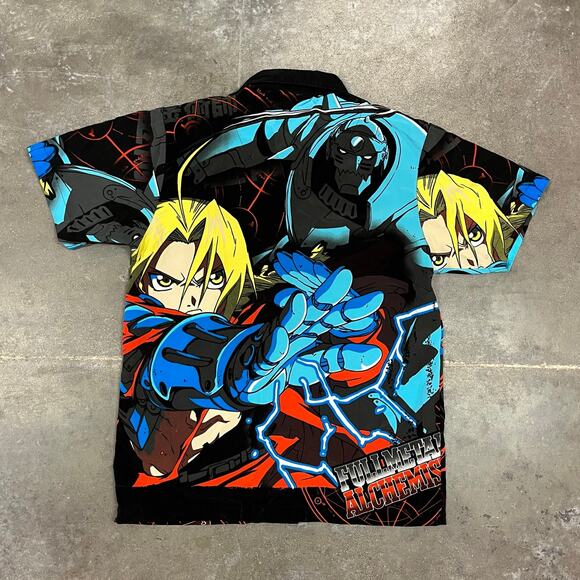 Vintage 2004 Full Metal Alchemist AOP Button Up Shirt Medium - Picture 7 of 7